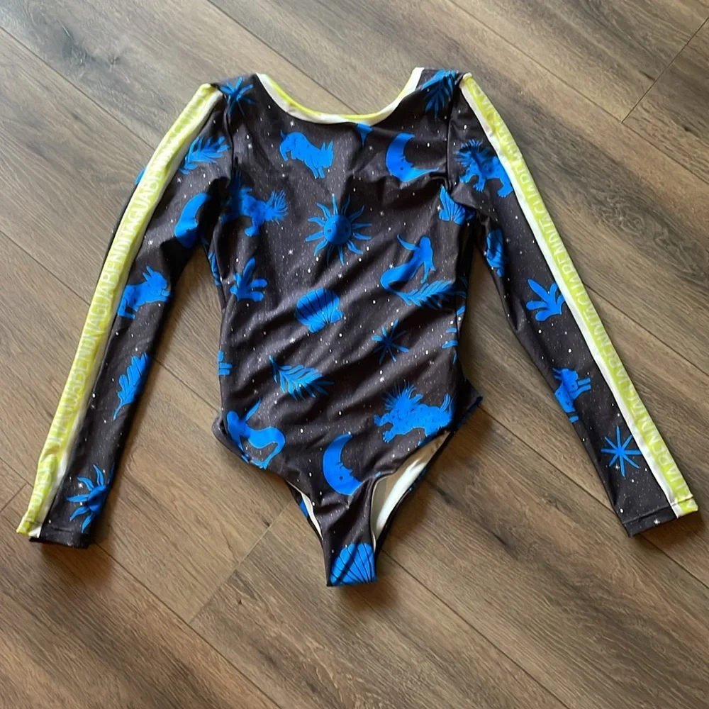 Aqua Bendita x Free People Clara Surf One-Piece Blue and Yellow Swimsuit - Picture 3 of 5